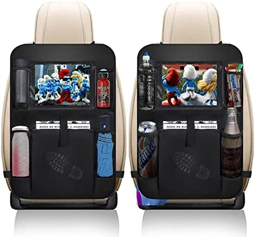 AXELECT Car Backseat Organizer 2 Pack, Car Seat Back Organizers Storage Kick Mat Seat Protector, Car Seat Back Protectors with Clear 10" Tablet Holder + 5 Storage Pockets Back seat Organizer for Kids