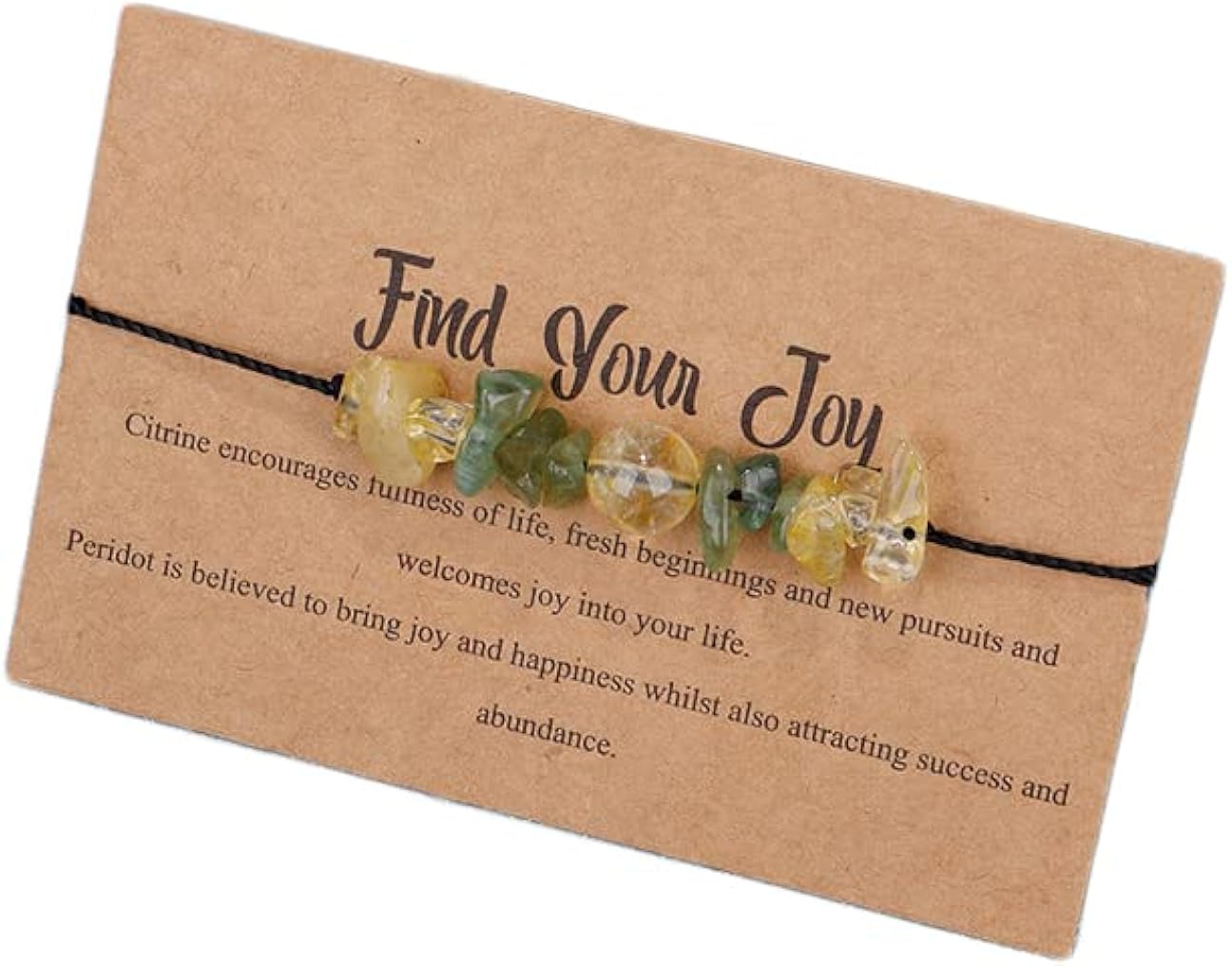 Fuqimanman2020 Pulseras de cuentas de piedra natural de cristal curativo espiritual, hechas a mano, ajustable, cuerda de cera trenzada, tarjetas de