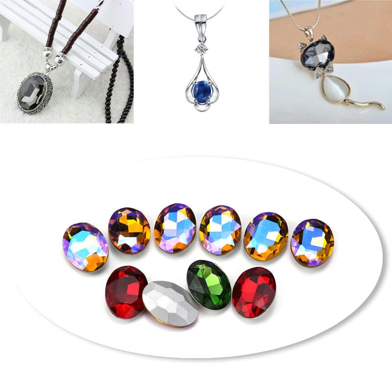 Wasser für Schmucksteine, AB Oval Glas Strass Nicht Hotfix Kleber Auf Acryl Multicolor Mehrere Größen Pack DIY(Sapphire45,8x10mm 50pcs)