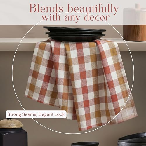 Image of Multi Check Tea Towels 4 Pack Combo, 18 inchx26 inch, Dish Towels for Kitchen Drying, Reusable Rags, Absorbent, Washable Cloths, Cleaning Towels for Dishes - Multi Pack