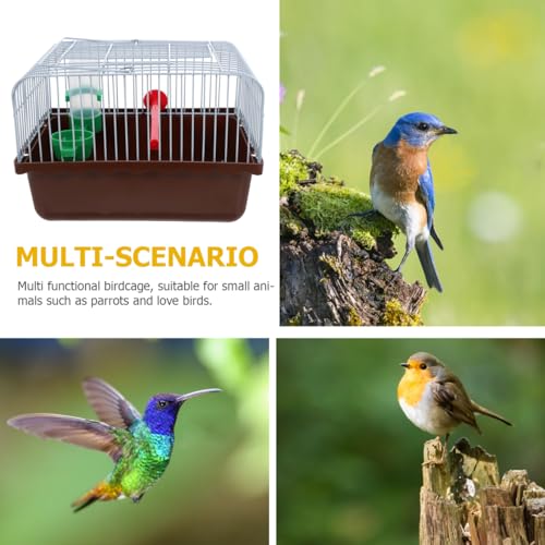 Image of BESPORTBLE Portable Bird Cage with Perch Food Box Waterer Spacious Travel Carrier for Small Birds Parakeets Lovebirds and Pet Habitat 9.29X6.57X6.29In Lightweight Outdoor Use