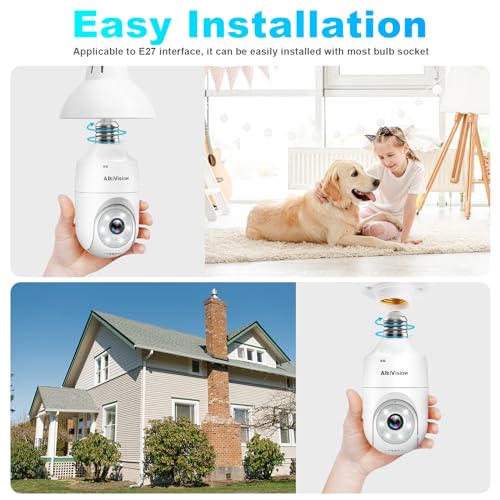 Alkivision 2K Light Bulb Security Cameras Wireless Outdoor, 5G&2.4Ghz Dual Band 360° Motion Detection Cameras For Home Security, Ai Detection, Full-Color Night Vision, Auto Tracking, Siren Alarm thumb #5