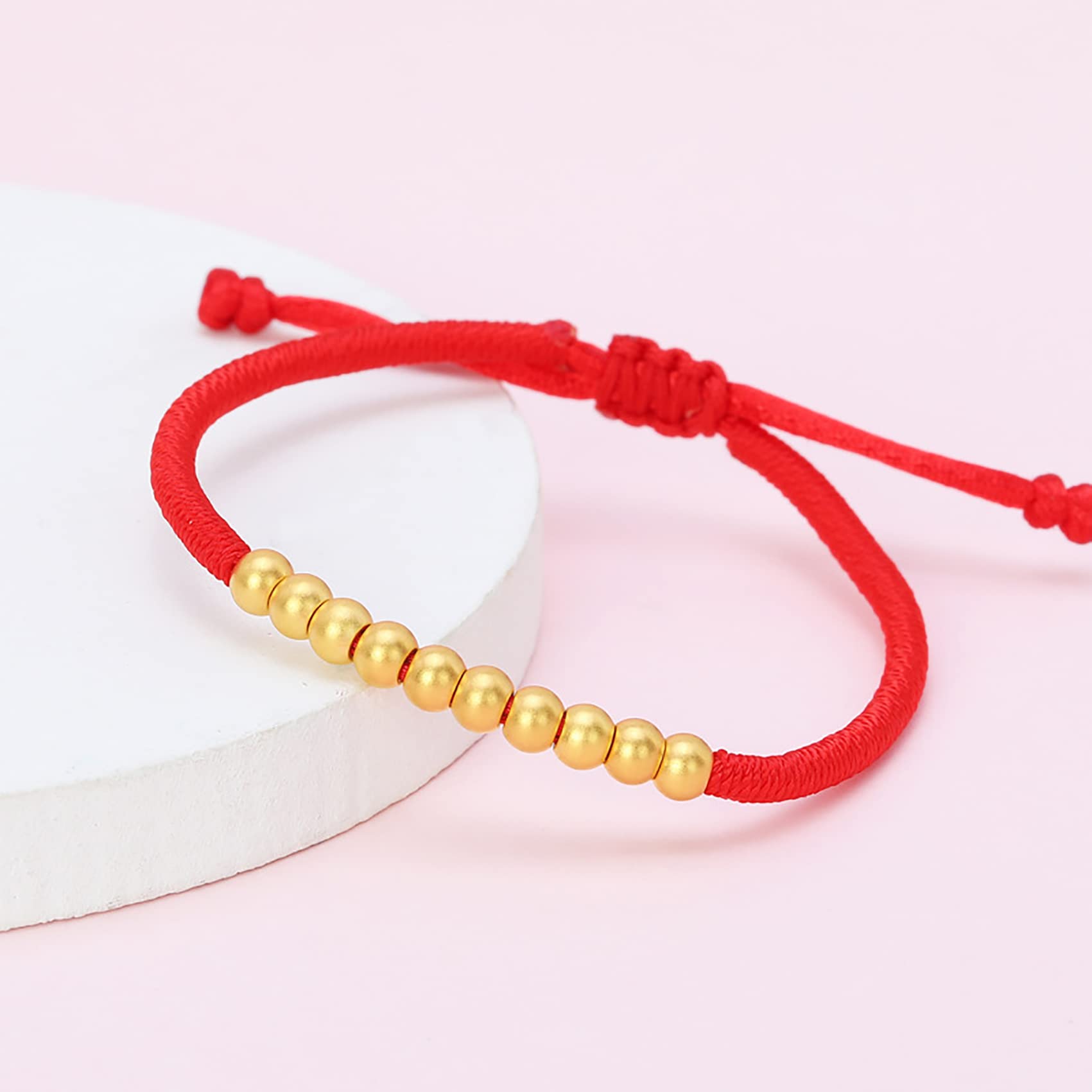 Pulsera Feng Shui Pulsera de cuentas de oro Pulsera de riqueza Pulsera de hilo rojo Amuleto for protección Amuletos de la suerte for mujeres Hombres Niños Joyas Regalos Atraer prosperidad Buena fortun