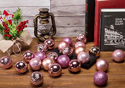 Ams Plastic Christmas Ball Ornaments Exquisite Colorful Balls Decorations Pendant Pack Of 34Pcs (40Mm, Pink) #TOP7