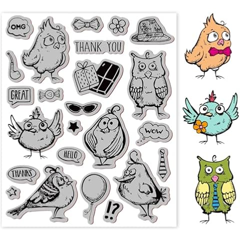 GLOBLELAND Comic Bird Cling Rubber Stamp for Crafts Cover