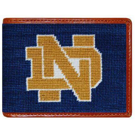 Notre Dame Needlepoint Wallet in Navy by Smathers & Branson