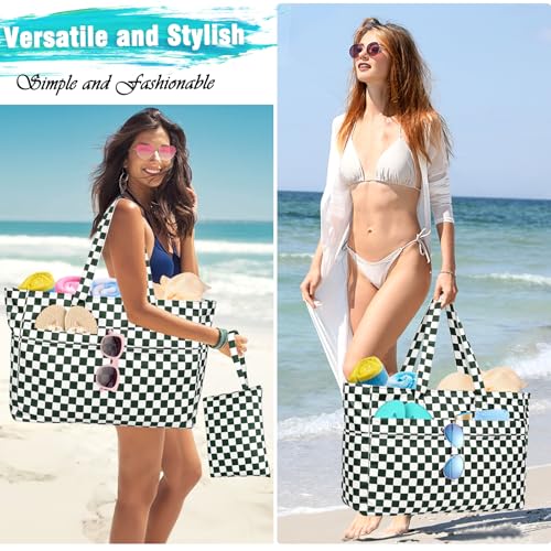 Image of HUANLANG Extra Large Beach Bag Waterproof Beach Totes Bags for Women Men,Pool Bag with Zipper Wet Pocket