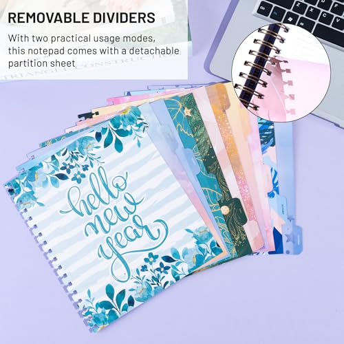 FLYING EAGLE Undated Work Planner - Aesthetic Meeting Notebook with 12 Dividers, Spiral Bound Journal for Goal Planning, Professional 8.3" x 9.3" Desk Organizer, Violet — view 3