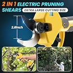Poignées électriques sans fil 1,6-2.0 pouces & Pôle électrique Pruner 2-in-1 8-ft Pôle, 2 * 2Ah Poignées de taille de batterie, Pôle sans fil Pruner Garden Outil pour le coupe-branche d'arbre