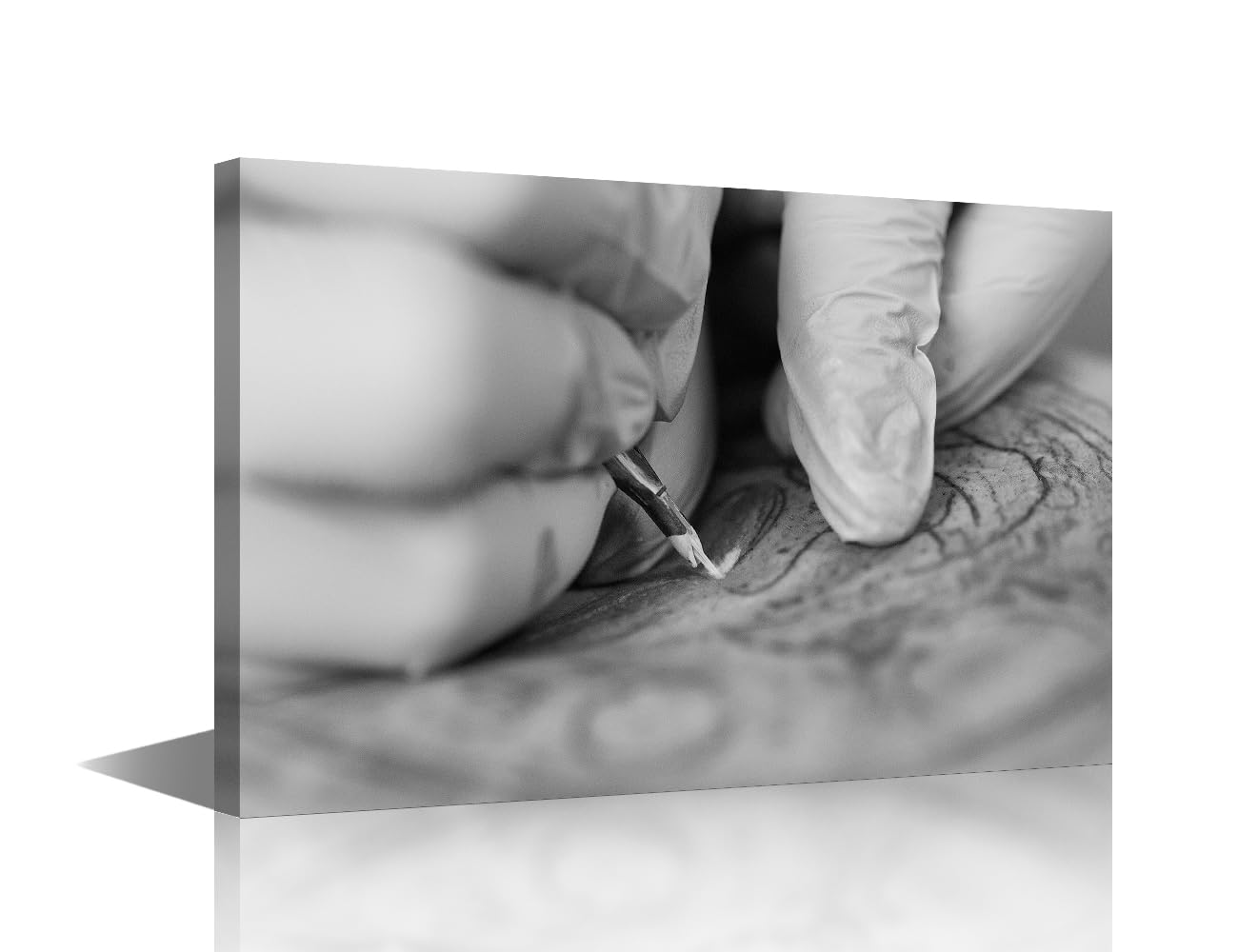 Tattoo Pictures for Bedroom Tattoo Artist Poster Prints on Canvas Tattoo Machine Wall Art 1 Piece Modern Home Decorations for Living Room Framed and Stretched Ready to Hang (12''Wx 18''H)