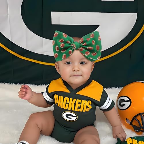 YanJie 2PCS 6'' Baby Girl Football Headbands Hair Bows Super Bowl Hair Accessories for Parties Headband for Newborn Infant Baby Girl Football Outfit2