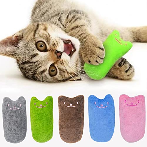 JINGSHUBO Juguete Hierba Gatera 5 Piezas Juguetes del Catnip Almohada Gato Juguetes Interactivos Almohada Mascota Chew Bite Suministros Limpiar los Diente Limpieza Dental para Gato Gatito Cover
