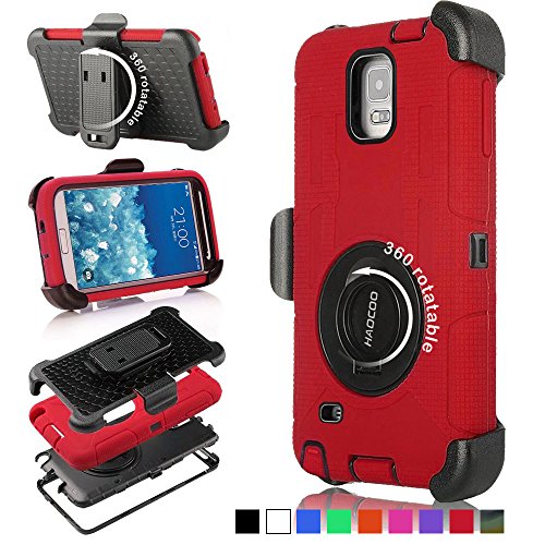 Galaxy Note 4 Case, Honeycase Military Extreme-Duty Shockproof Rugged Hybrid Armor Case Cover With Belt Clip Holster Rotating Kickstand and Screen Protector for Samsung Galaxy Note 4 (Red)