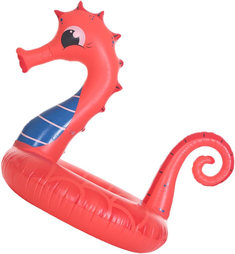 Lurrose Seahorse Shape Inflatable PVC Swimming Ring for Adults 150x120x110cm Float Aid Poolside Summer Use