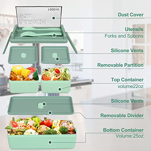 Ohmzpere Bento Box Adult Lunch Box New Upgrade, 32Pcs Japanese Bento Box With Accessories,Super Large Capacity Adult Leak-Proof Bento Lunch Box #TOP1