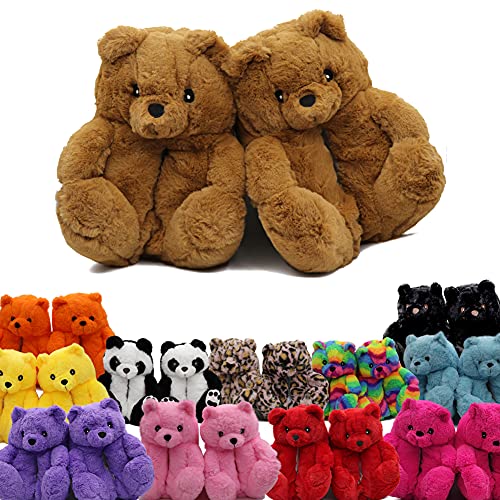 SUMMERJOY Upgrade Women's Teddy Bear Slippers, Fuzzy Animal Slippers, Cute House Slippers, Indoor Shoes Warm Winter All-Inclusive Women Home Slippers