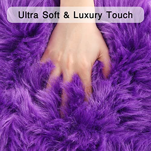 Duduta Purple Sheepskin Runner Rugs 2X6 Ft, Fluffy Faux Fur Couch Sofa Covers, Washable Rug Bedroom Living Room Nursery Decor #TOP3