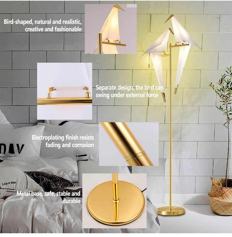 Lámpara de pie LED de pájaros: iluminación cómoda con interruptor para el hogar 4