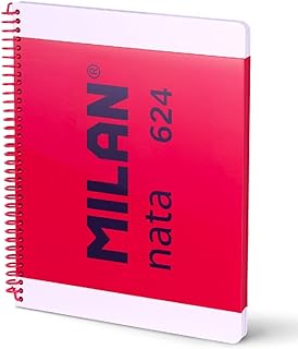 MILAN® Cuaderno A4 con espiral y tapa dura, papel cuadriculado, 80 hojas nata®, rosa