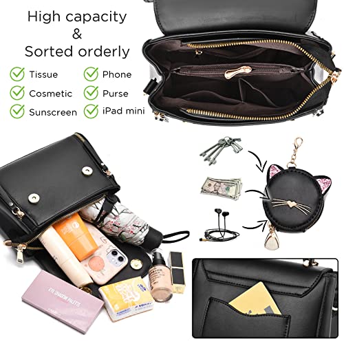 I IHAYNER Fashion Purses and Handbags for Women Top Handle Bag Girls Small Crossbody Shoulder Bag for Ladies with Kitty Purse4