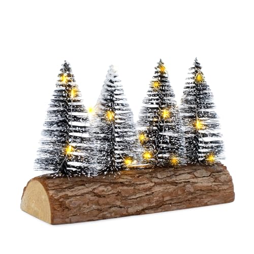 LED Tannenbäume mit Baumstammfuß warm weiß - 20 x 15 cm - Verschneite Bäume mit Beleuchtung Batterie betrieben - Weihnachten Advent Winter Deko Aufsteller Tischdekoration Fensterdekoration beleuchtet LED Tannenbäume mit Baumstammfuß warm weiß - 20 x 15 cm - Verschneite Bäume mit Beleuchtung Batterie betrieben - Weihnachten Advent Winter Deko Aufsteller Tischdekoration Fensterdekoration beleuchtet