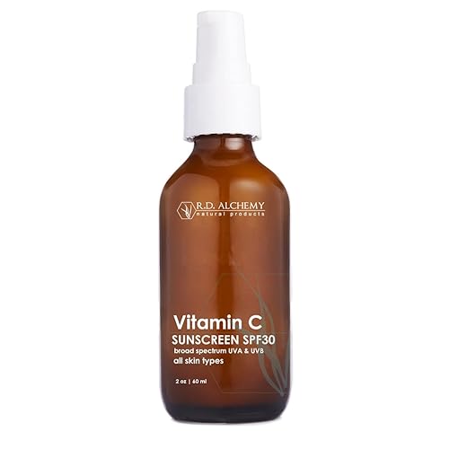 RD Alchemy - Vitamina C natural y orgánica SPF 30 Protector solar mineral hidratante, sin nano zinc y titanio, SPF ligero no graso para la cara,