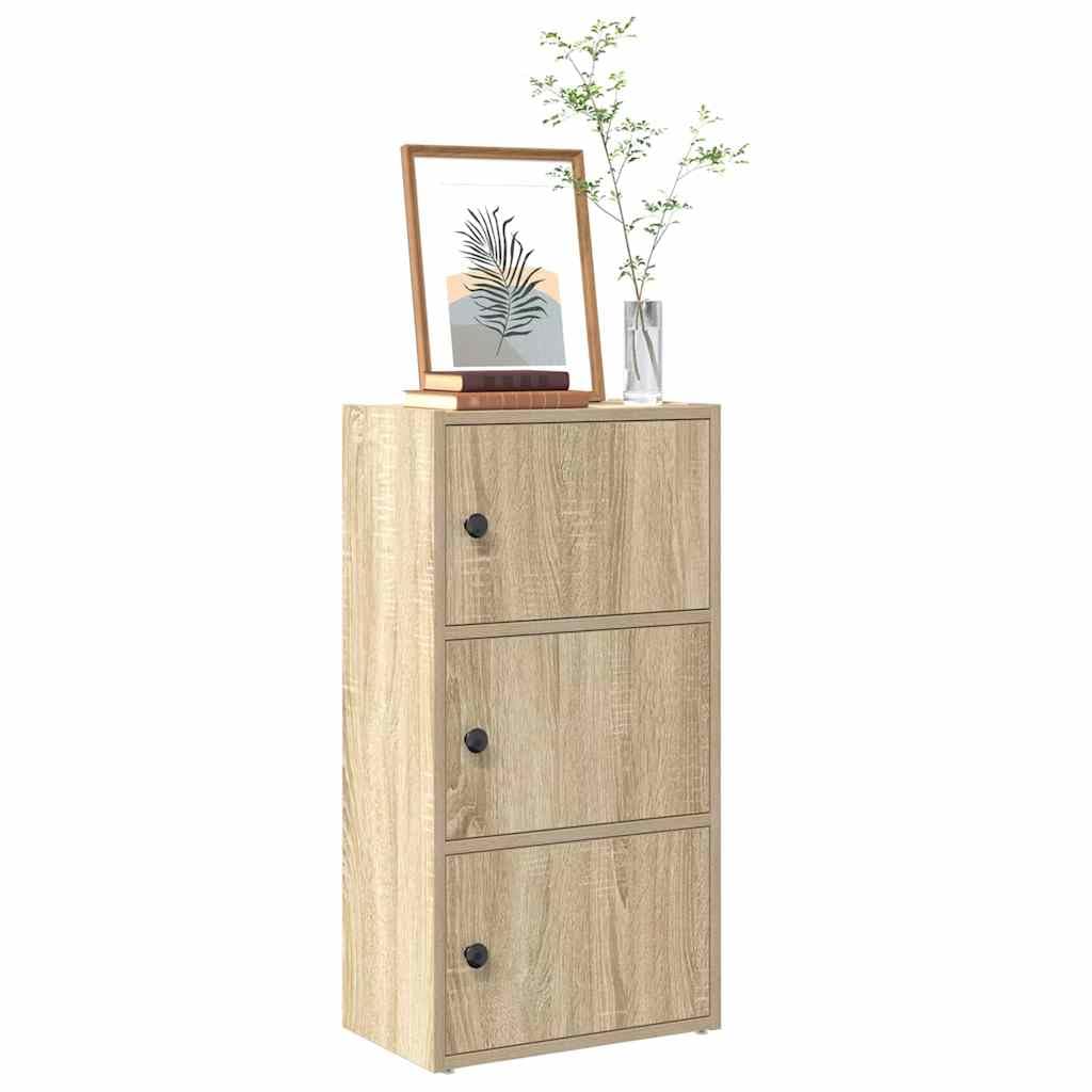 Regał na książki dąb Sonoma 40 x 24 x 77 cm, materiał drewnopochodny, trwały, z drzwiami, uniwersalny, do domu, biura