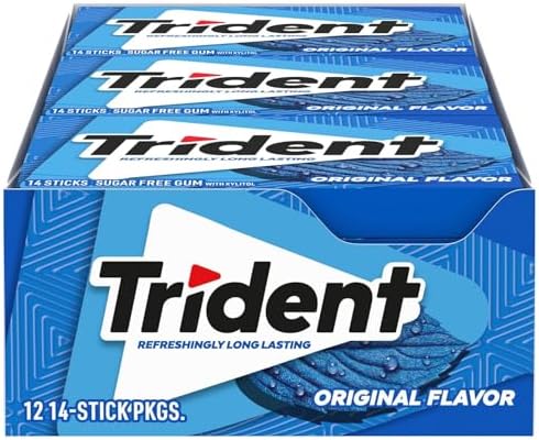 Trident Original Flavor Sugar Free Gum - with Xylitol - 12 Packs (168 Pieces Total)