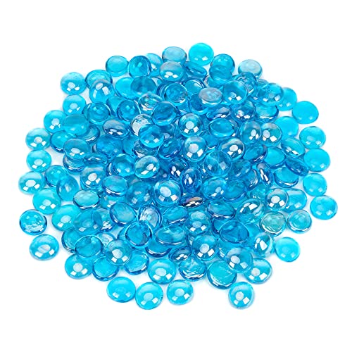 onlyfire 10 Pounds Fire Glass Beads for Propane Fire Pit, 1/2 Inch Reflective Firepit Glass Rocks Flat Marbles for Gas Fireplace and Fire Pit Table, High Luster Caribbean Blue by onlyfire - Image 3
