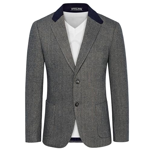 Image of PJ PAUL JONES Mens Herringbone Blazer Vintage Tweed Wool Blend Sport Coat Jacket