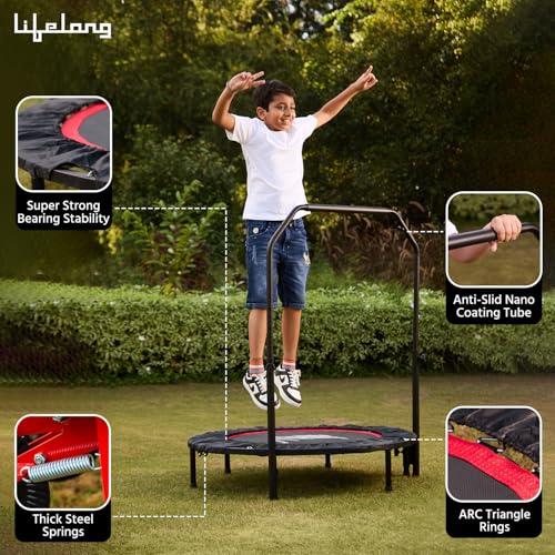 Image of Lifelong 40-Inch Foldable Trampoline for Kids with Handle Support, Exercise Trampoline for Indoor & Outdoor Workout, Cardio Fitness Jumping for Home Use