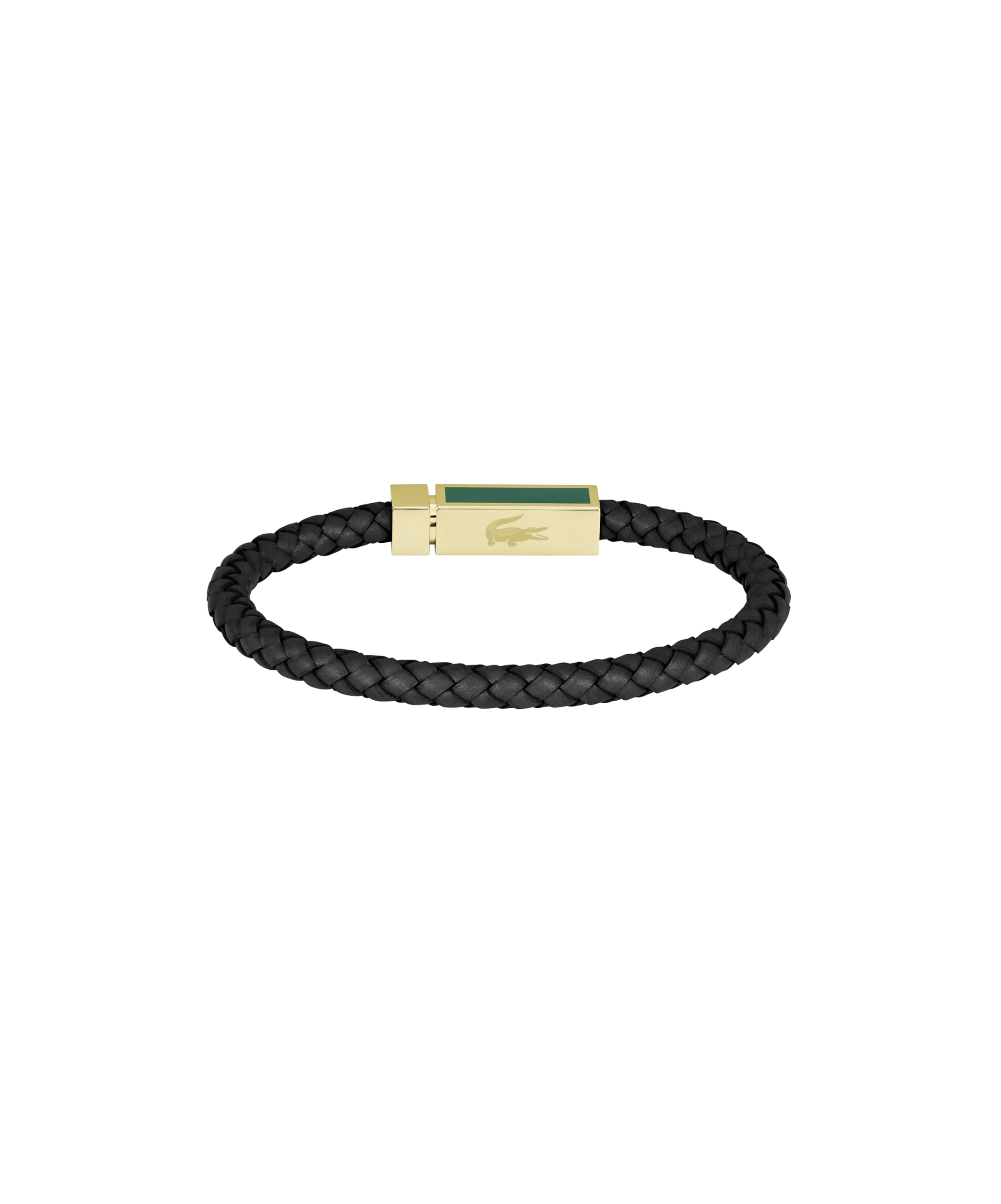 Lacoste Bracelet en Cuir Tressé pour Homme Collection ROCKEL - Disponible en Version Verte ou Noire