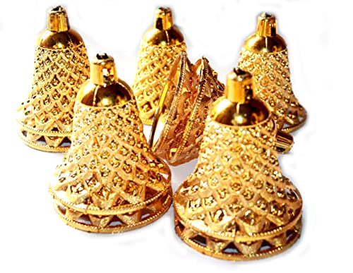 NANNUDECO Garland Decorative Plastic Bells for Home Decor Kids Craft Ornaments 2.5 inch Size (20 Jaali Bells)
