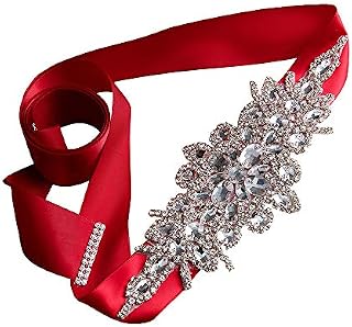 olyrjie Rhinestone Wedding Dress Belt Ribbon Crystals Evening Sashes Handmade
