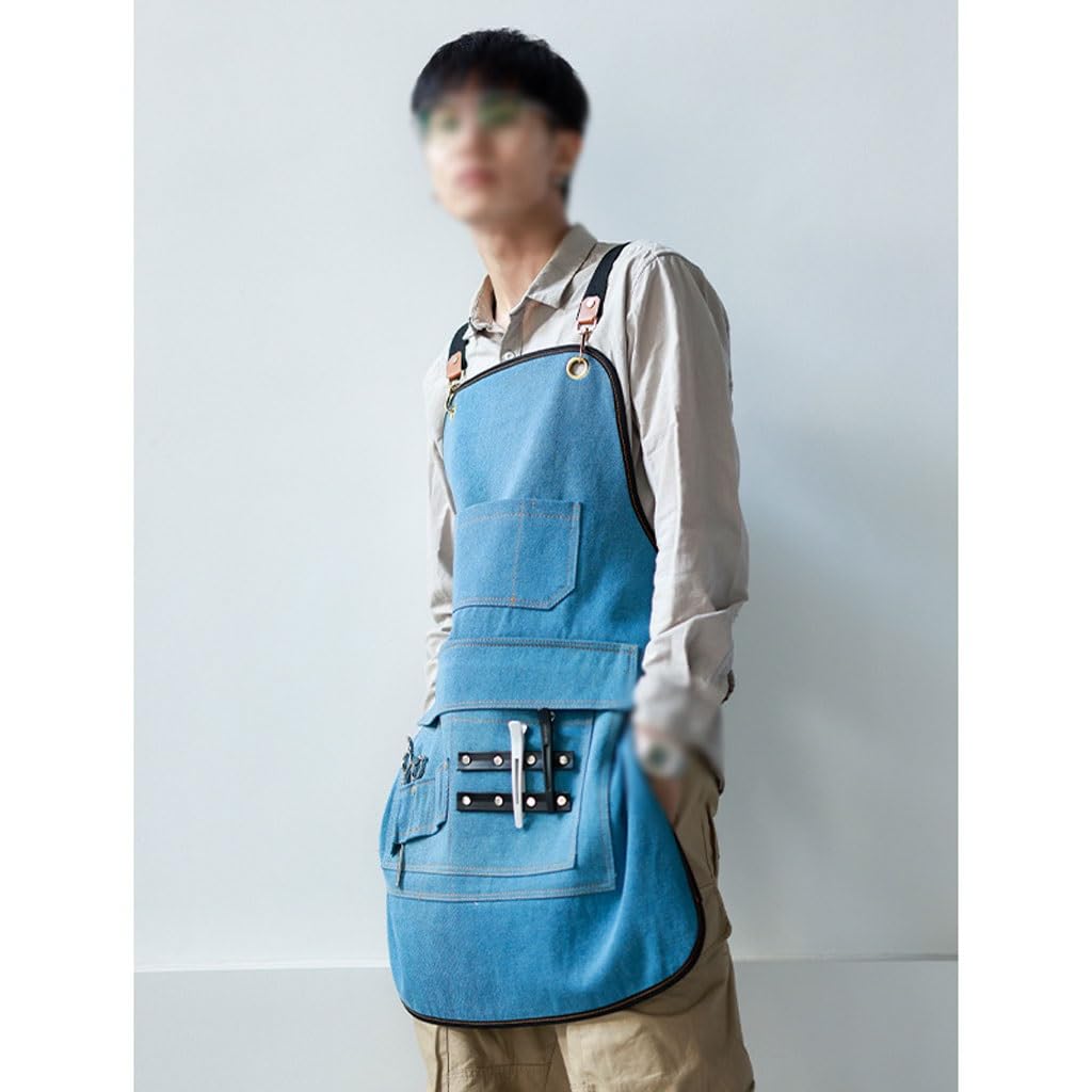 TEESONG Delantal de Chef Delantal Vaquero, floristería, tintorero, panadería, cafetería, Tienda de té con Leche, Pintura, Catering, Ropa de Trabajo for Hombres y Mujeres Delantales para Hombres(A)
