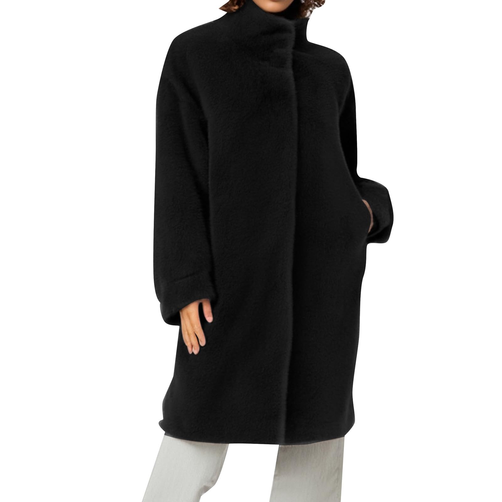 Jacke FrüHling Damen - Winter Damen Strickjacke Langform Imitat Warme Überzieher Integrierter Mantel Casual Jacke