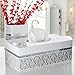 Creative Scents Mirror Damask Small Bathroom Trash Can 1.58 Gal / 6L - Decorative White and Gray Waste Basket - Durable Bathroom Wastebasket - Waste Bin for Powder Room Or Bedroom