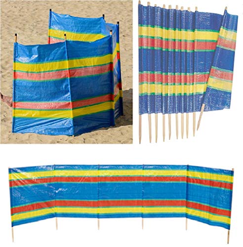 PriceKingX Windbreak 5,6,8 Pole, Tall Wind Break for Holiday Camping, Caravan, Festival and Beach Windbreaker Sun Screen Shelter Garden -Blue (5 Pole Windbreaker)