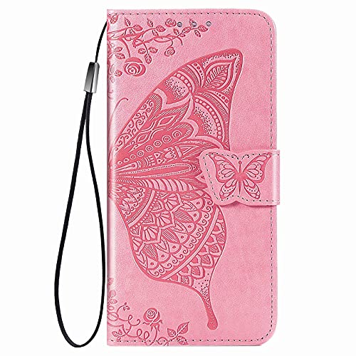 YukeTop Case voor Google Pixel 6 Pro, PU Lederen Flip Folio Portemonnee Cover, Met Kaartsleuven, Case Cover voor Google Pixel 6 Pro. (Roze)