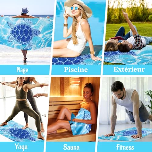 KUOGAS Serviette de Plage XXL 200 x 100 cm, Grande Serviette en Microfibre à SéChage Rapide, Serviette de Bain sans Sable, Couverture de Plage pour Femmes – vue 6