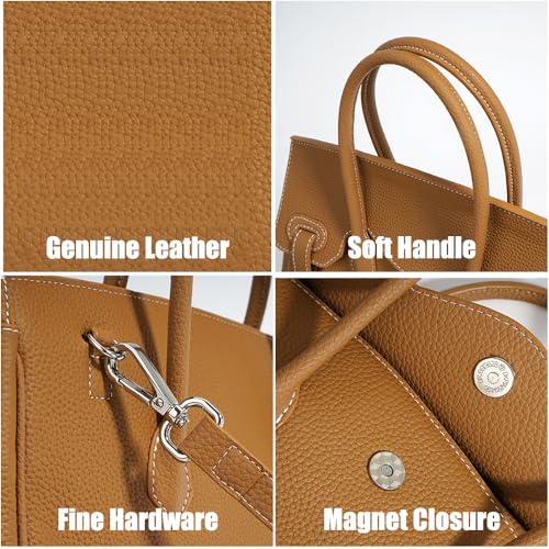 Image of JIUFENG Women's Top Handle Satchel With Detachable Strap,Lychee Pattern Genuine Leather Fashion Crossbody Slingbag