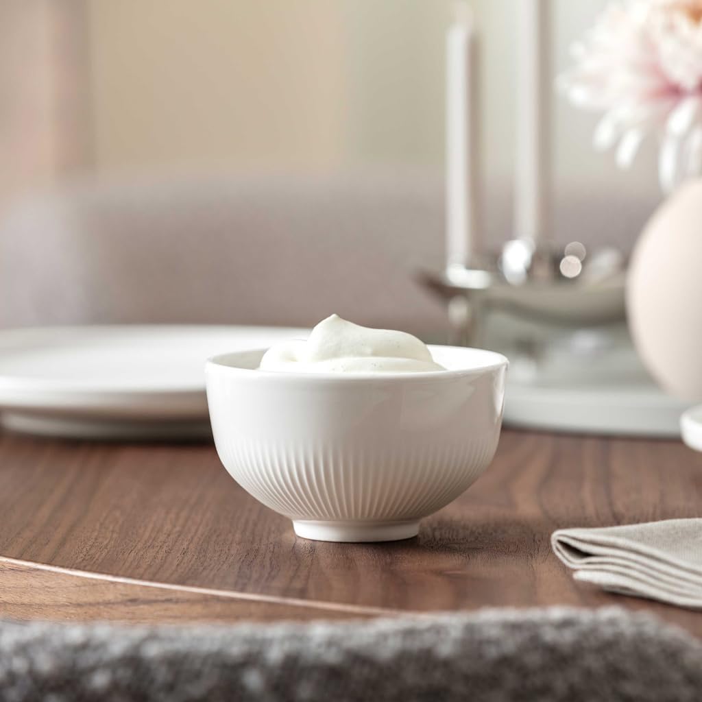 Villeroy & Boch Afina Schüssel für Snacks 4er Set, Dips und Soßen, Schale mit Relief, Spülmaschinenfest, Mikrowellengeeignet, Premium Porzellan Made in Germany