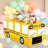 6 Ft School Bus Tablecloths Birthday Party Decorations School Bus Theme Table Cover Washable Fabric Polyester Rectangle Table Covers Protector for School Kindergarten Back to School Party Decorations