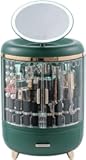 Modern LED Lighted Mirror Makeup Organizer Stand for Bathroom, Dresser, and Vanity Countertop -Organizers and Storage Solution with Room Decor Aesthetic Vibe by KME (cylinder)