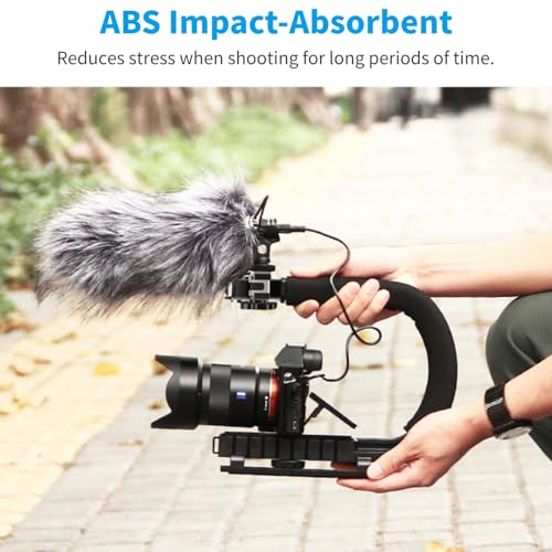 Image of Video Action Stabilizing Handle Grip, Professional C Shape Video Stabilizers with 3cold Shoe, 1 /4in Slidable Screw Handheld Camera Stabilizer, for SLR Cameras, Family DV Cameras