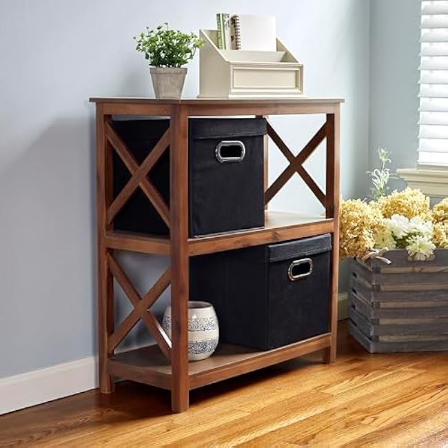 Household Essentials 34-1 Decorative Storage Cube Set with Removable Lids | Black | 2-Pack