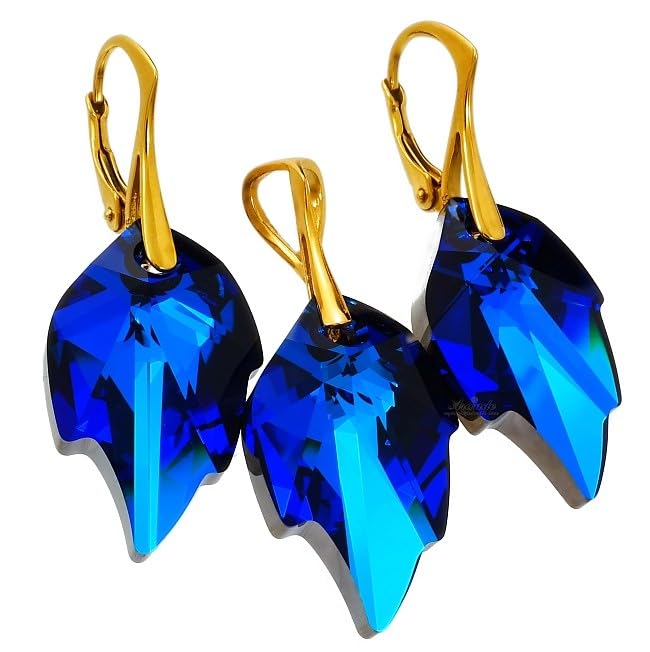 Pendientes de hoja azul ARANDE Original con certificado para un regalo inolvidable de aniversario