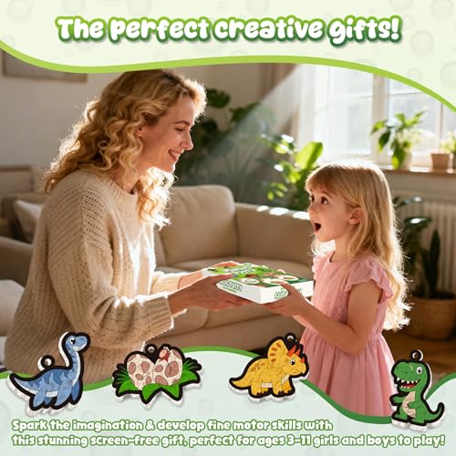 Image of MZYTOZA 3D Art Kit Aqua Magic Puffs Dinosaur - Double-Sided, 15 Mess-Free Paint by Number Craft for Kids, Christmas Gift Idea & Stocking Stuffer, Art Projects with Puff Markers
