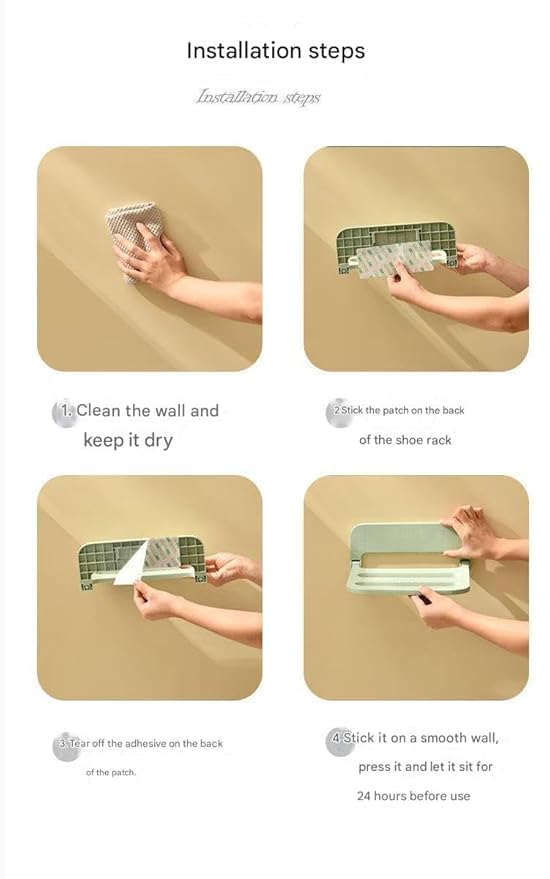 MISSLO 1 PCS Plastic Wall Hanging Shoe Rack, Space Saving Slipper & Shoe Storage Shelf for Wall Mount, Adhesive Shoe Organizer for Home, Bathroom, Bedroom, Entryway 3