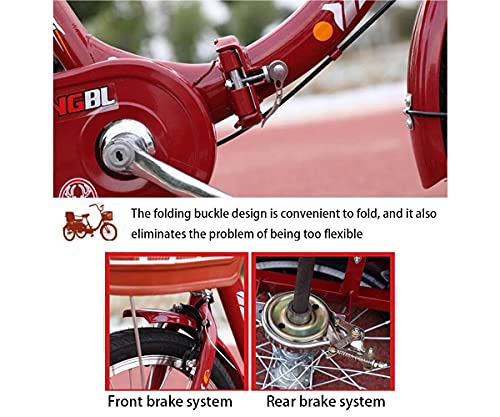 FGVDJ 20-Zoll-Dreirad für Erwachsene Faltbare 3-Rad-Fahrräder Damendreirad mit Rücksitz + Korb, der Rücksitz kann Zwei Kinder als Geschenk für Eltern mitbringen – Bild 8